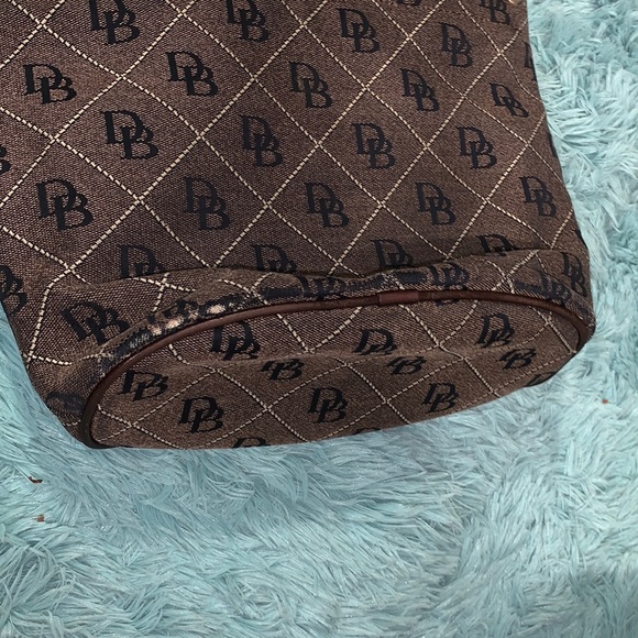 Dooney & Bourke Monogram Tassel Dark Brown Canvas Bucket Bag - Picture 12 of 13